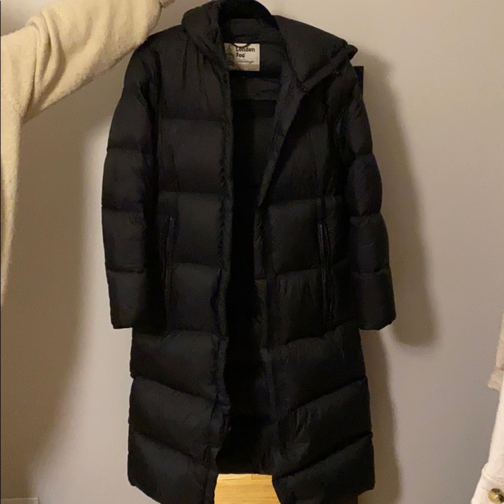 Black puff maxi coat